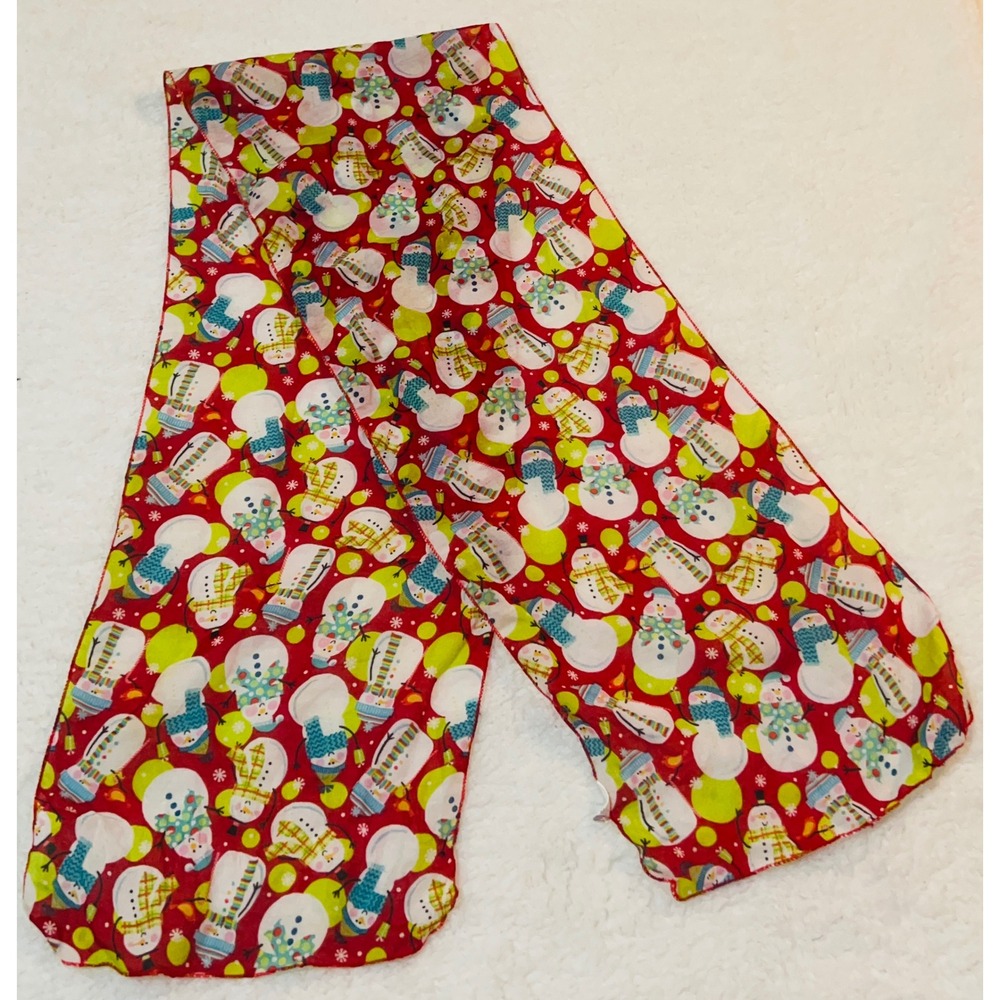 Greenbrier International Red Snowman Christmas Scarf Holiday Winter Print